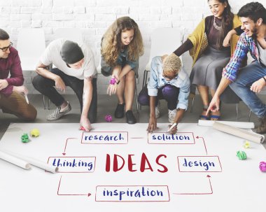 Kattaki insanlar çizim afiş