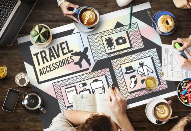 Tablo posteri ile seyahat aksesuarları ile