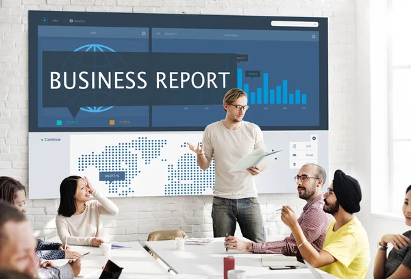 Affärsmöte med Business Report — Stockfoto