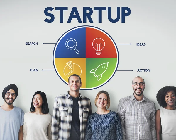 Diversità persone con start-up — Foto Stock