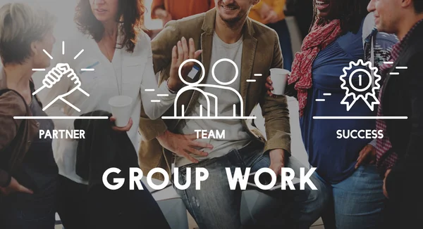 People at coffee break and Group Work — Stock Photo, Image