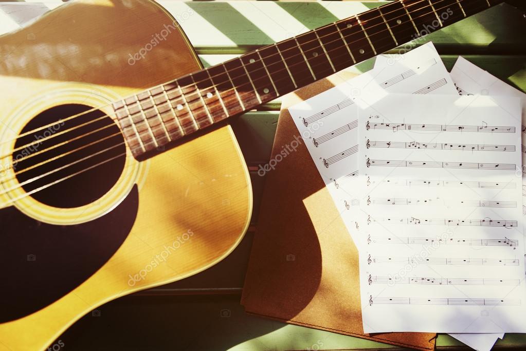 acoustic guitar and melody notes
