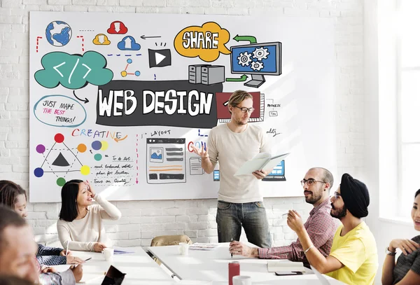 Zakelijke bijeenkomst met webdesign — Stockfoto