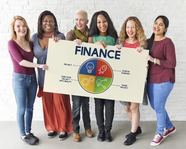 Diversity women holds placard — Stock Photo, Image