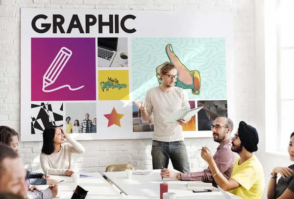 Obchodní jednání s grafikou — Stock fotografie