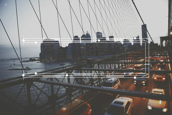 Uitzicht vanaf de Brooklyn bridge — Stockfoto