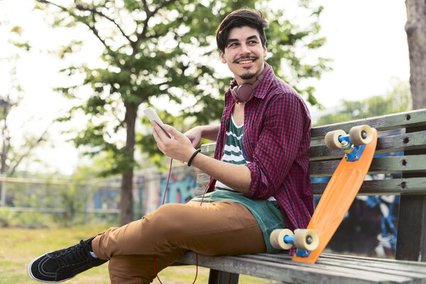 young man browsing mobile