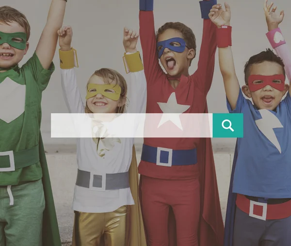 Kids in Superhero costumes — Stock Photo, Image