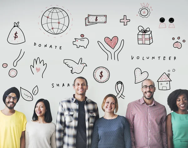 Diversität Menschen mit spenden — Stockfoto