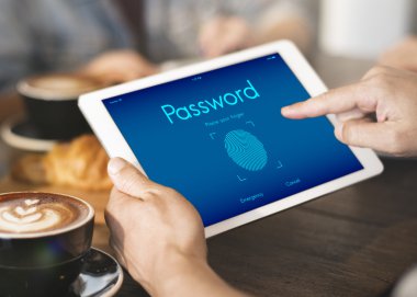 Tablet metin ile holding eller