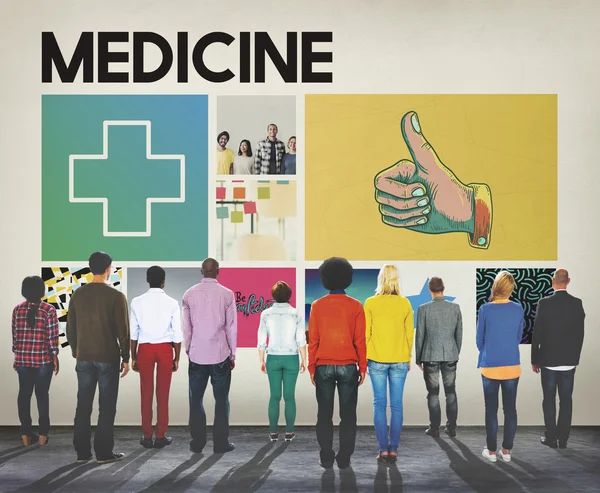 Diversity People And Looking at Medicine Concept — ストック写真