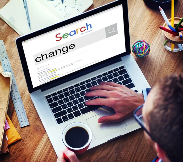 Businessman Working on Laptop with Change Concept — Stock Photo, Image