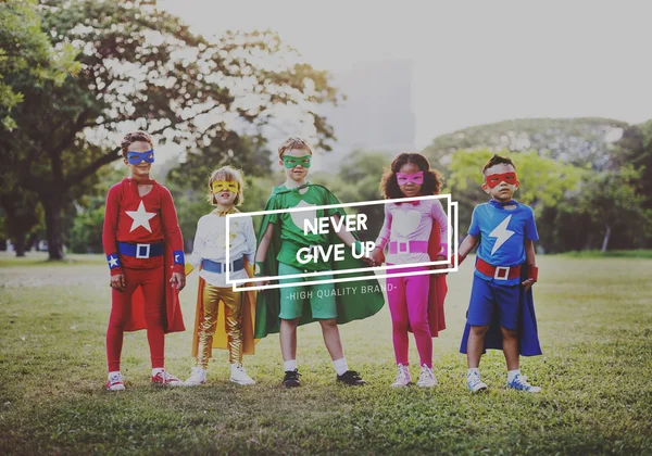 Kids in Superhero costumes — Stock Photo, Image