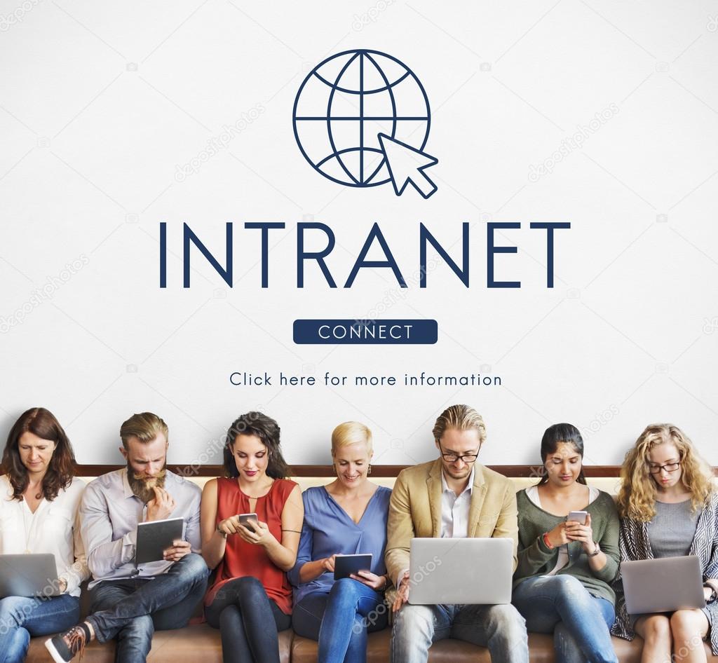 people sit with devices and Intranet