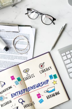 Günlüğü ve gözlük masasında