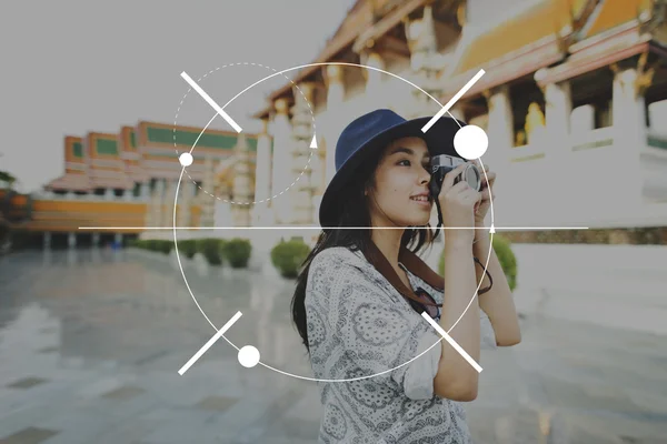 Stylish Asian Girl with camera — Stock Photo, Image