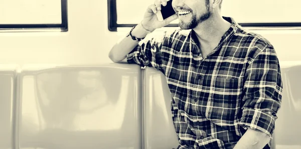 Young Man Talking on Smartphone — Stock Photo, Image