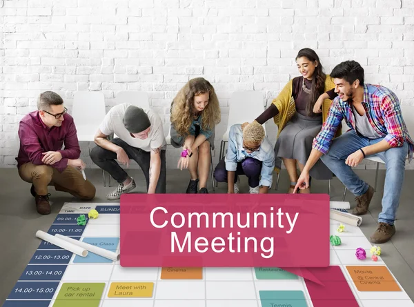 People drawing banner on floor — Stock Photo, Image