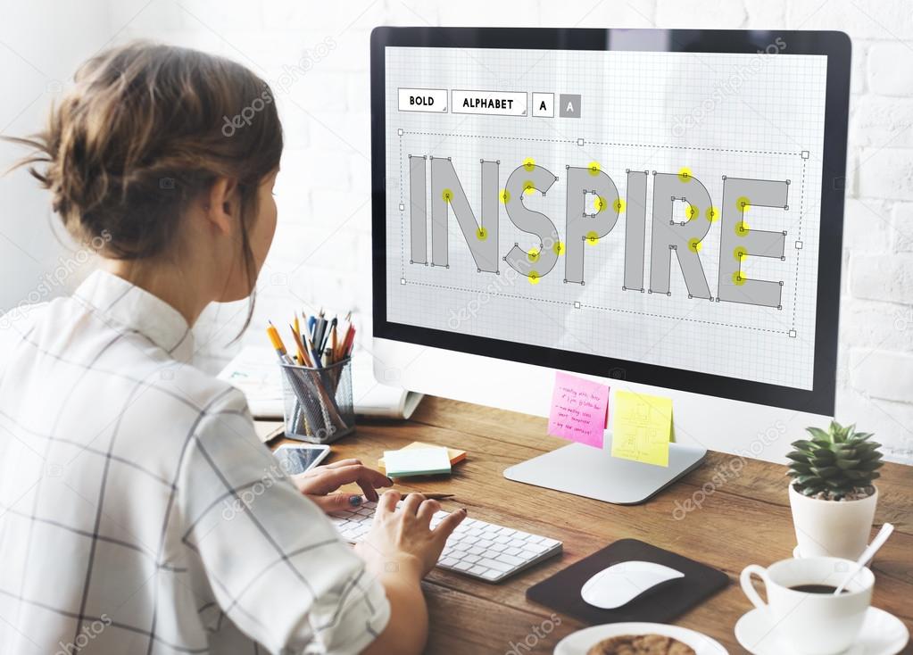 Girl looking on computer screen