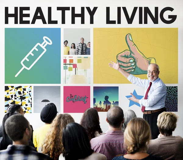 People at seminar with Healthy Living — Stock Photo, Image