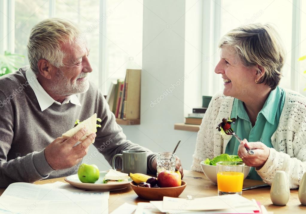 Senior Couple having breakfast