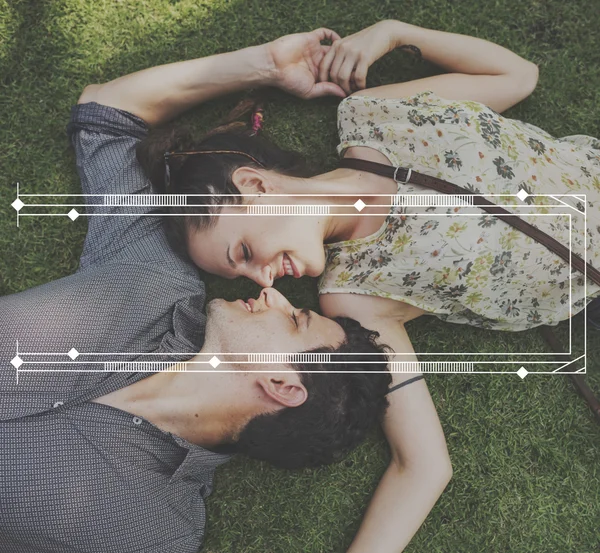 Sweet Couple Laying on Grass — Stock Photo, Image