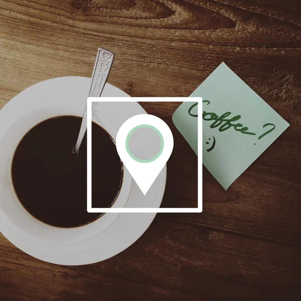 Cangkir kopi dan catatan lengket — Stok Foto