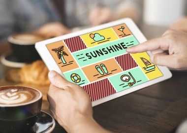 Tablet metin ile holding eller