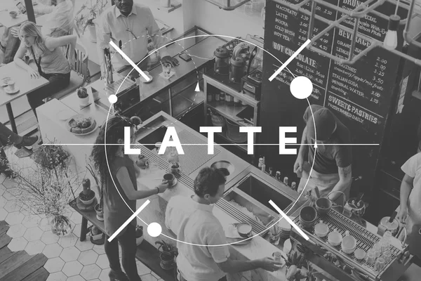 Mensen in café en Latte — Stockfoto