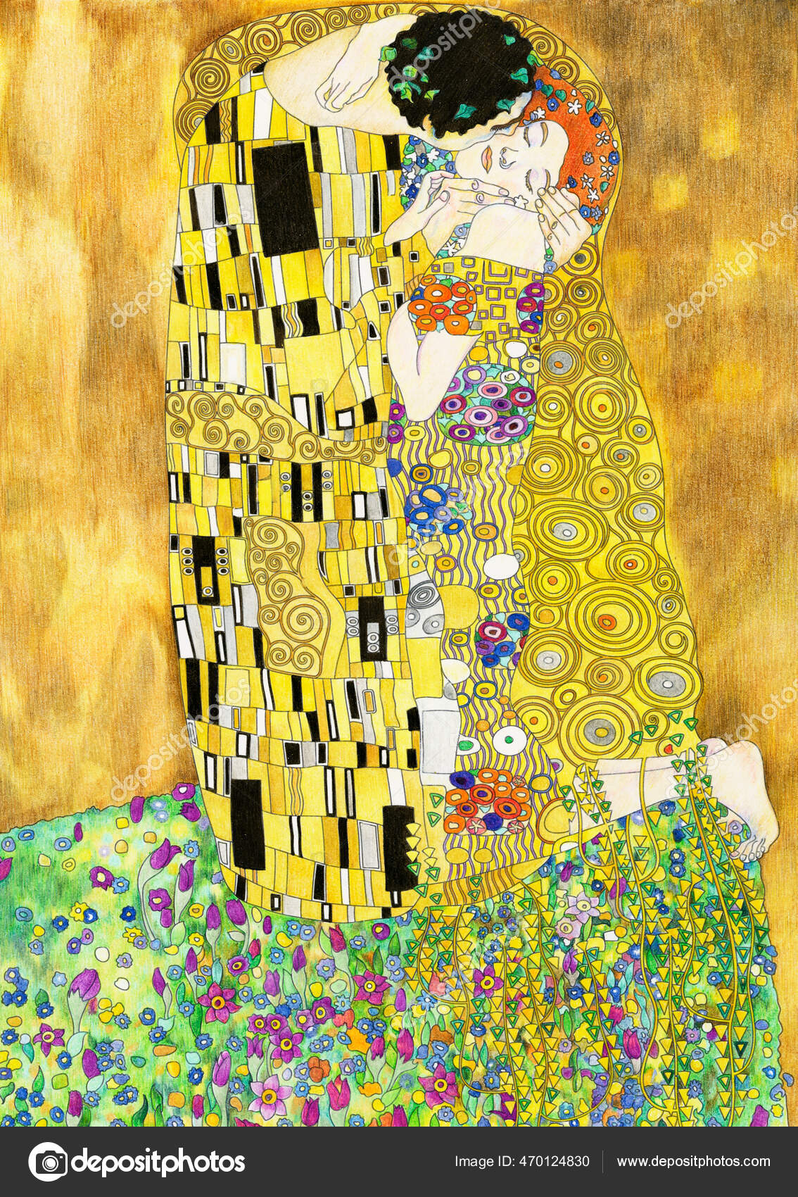 Gustav Klimt The Kiss Wallpaper