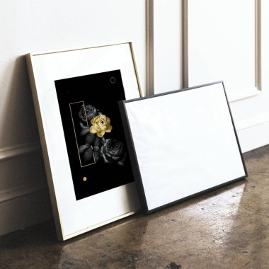 Floral frame against a white wall clipart