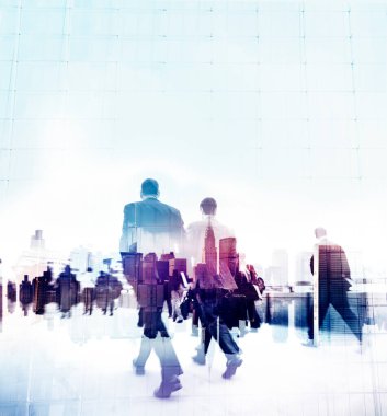 İş Adamları İşe Dönüş Saati Gezinti Şehir Kavramı