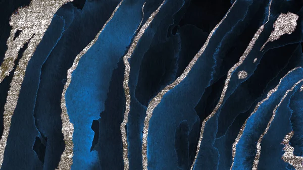 Glanzende Donkerblauwe Aquarelachtergrond — Stockfoto