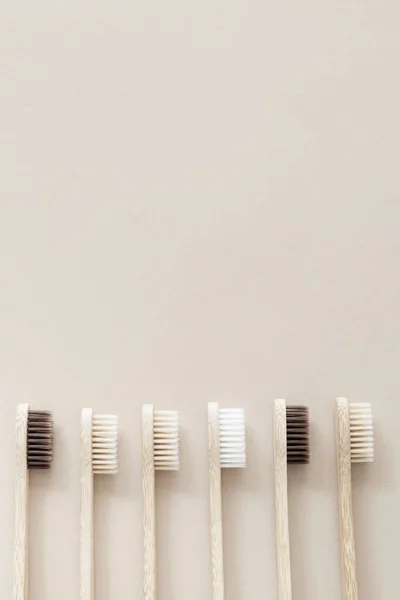 Bamboo Toothbrushes Beige Background — Stock Photo, Image