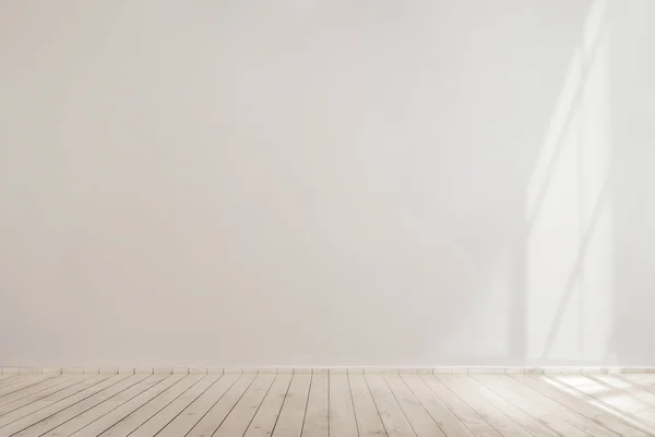 White Blank Concrete Wall Mockup Wooden Floor — Stock Photo, Image