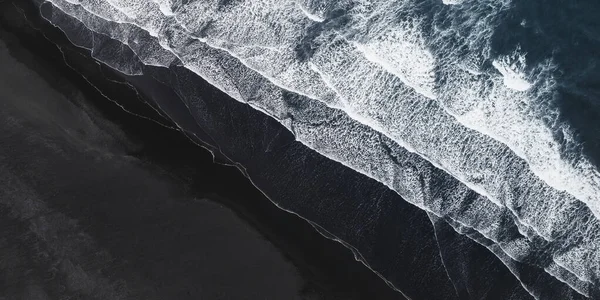 Vista Aérea Playa Islandesa Arena Negra — Foto de Stock