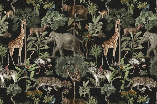 Jungle Pattern Background Wild Animals — Stock Photo, Image