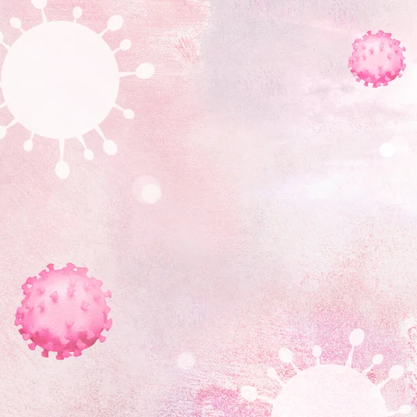 Coronavirus Bajo Microscopio Sobre Fondo Rosa Ilustración — Foto de Stock