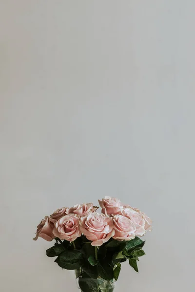 Fresh Pink Roses Vase — Stock Photo, Image