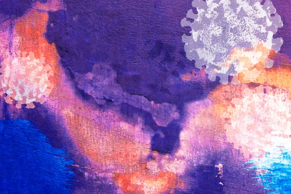紫色の背景イラストの顕微鏡下のコロナウイルス — ストック写真
