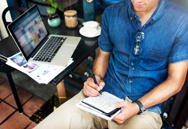 Busy Man Working Laptop — Stock Photo, Image
