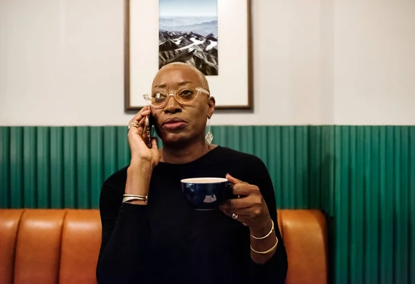 Businesswoman Working Cafe — Stock Photo, Image