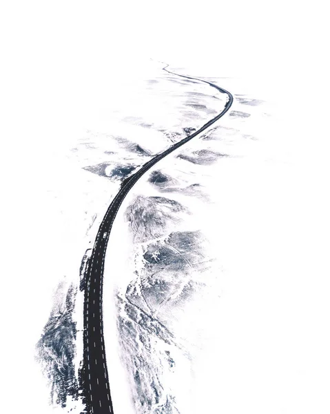 Сніговий Покрив Дороги Північній Ісландії — стокове фото