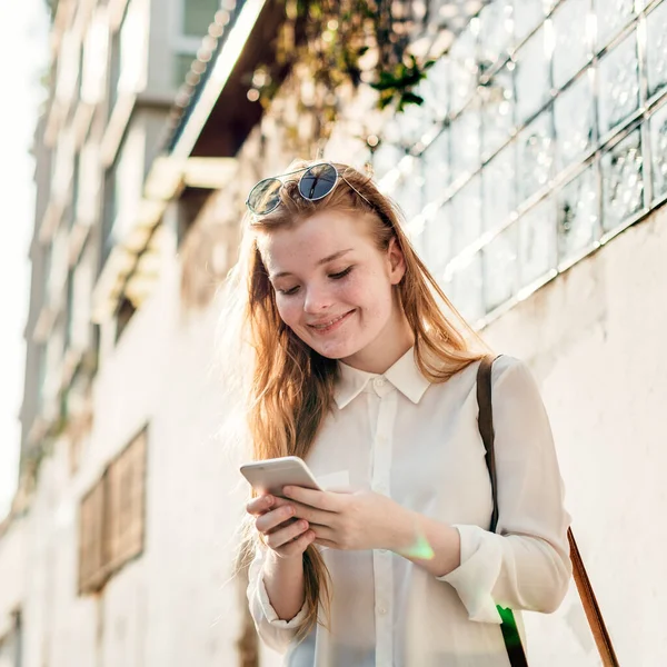 Girl Browsing Phone Connection Concept Stock Photo