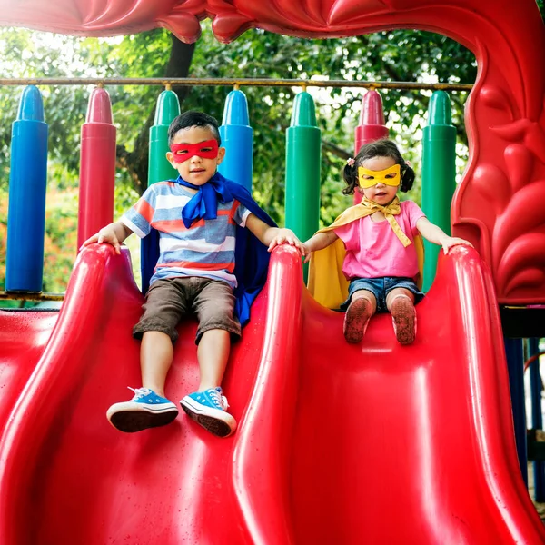 Bruder Schwester Mädchen Junge Kind Freude Spielerisch Freizeit Concep — Stockfoto