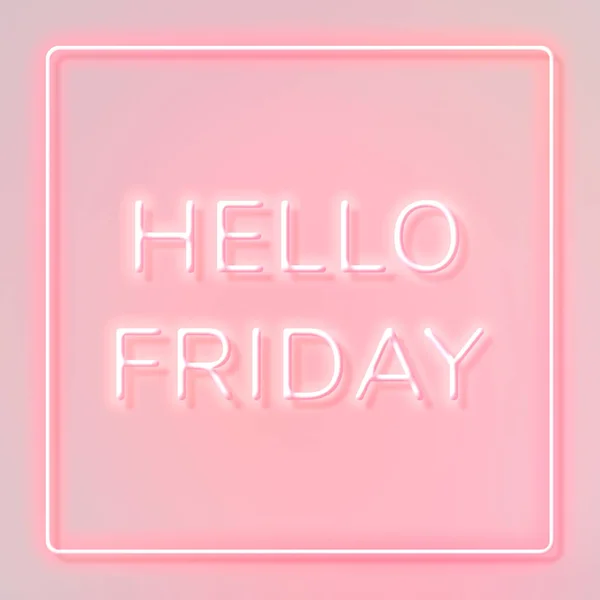 Hello Friday Frame Neon Border Typography — Stock fotografie