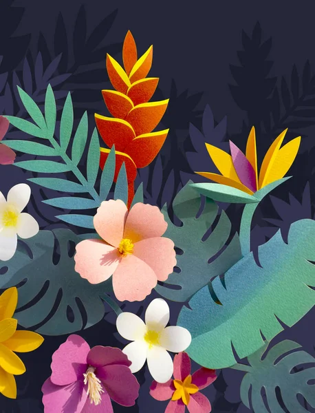 Tropisch Botanisch Papier Ambachtelijke Handgemaakte Collectie — Stockfoto