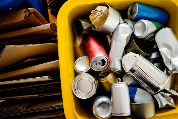 Recykling Konserw Ochrona Środowiska Pudełkach — Zdjęcie stockowe
