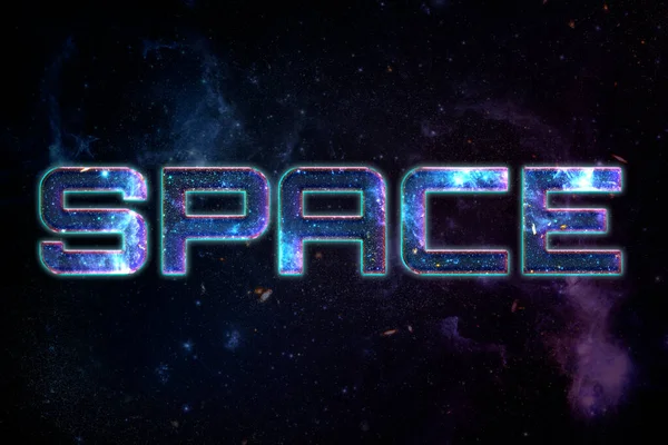 Space Wort Typografie Text Auf Galaxien Hintergrund — Stockfoto