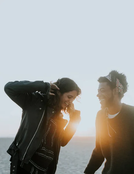 Happy Couple Dancing Beach — Stock Photo, Image